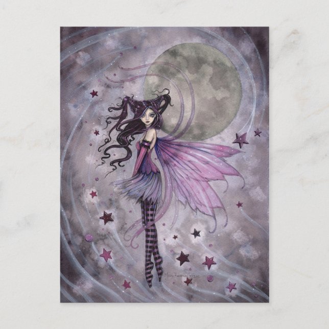 Lila Gothic Fairy Fe Fantasy Art Postcard Vykort (Framsida)