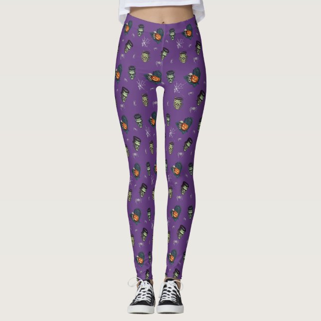 💜 Lila Gothic Frankenstein Leggings 🕸️ 🦇 (Framsida)