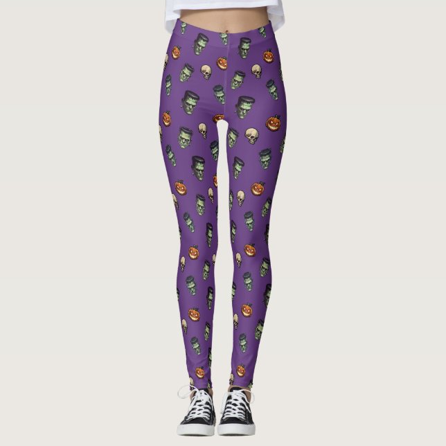 💜 Lila Gothic Frankenstein Leggings 🕸️ 🦇 (Framsida)