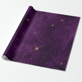 Lila Gothic Guld Star Wrapping Papper Presentpapper