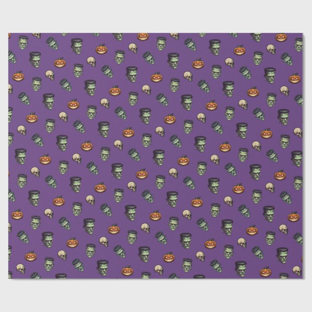 💜 Lila Gothic Halloween Wrapping 🎃 🕸️ Presentpapper (Platt)