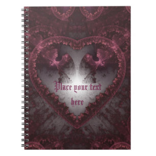 Lila Gothic Heart 001 Anteckningsbok Med Spiral