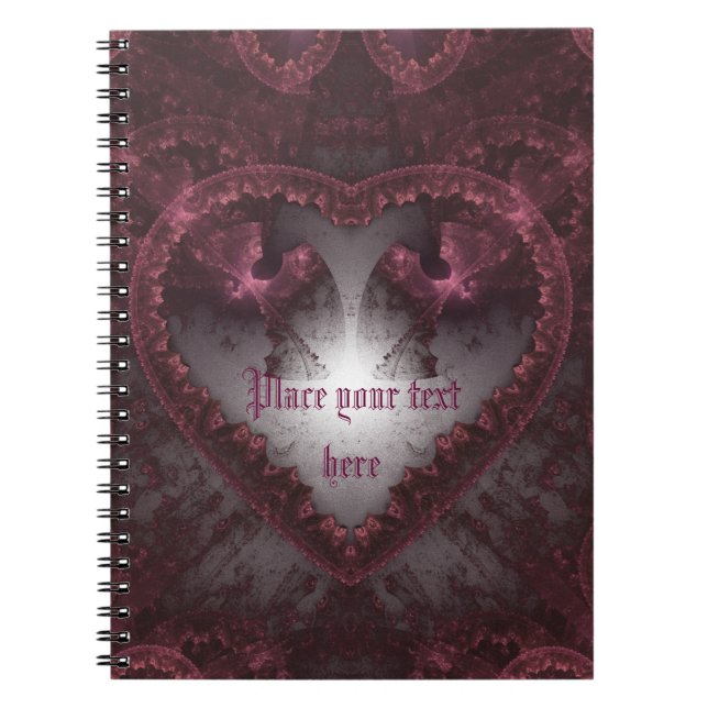 Lila Gothic Heart 001 Anteckningsbok Med Spiral (Framsidan)