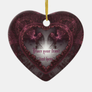 Lila Gothic Heart 001 Julgransprydnad Keramik