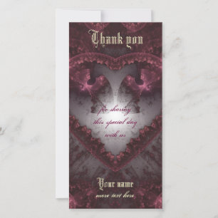 Lila Gothic Heart 001 Tack Kort