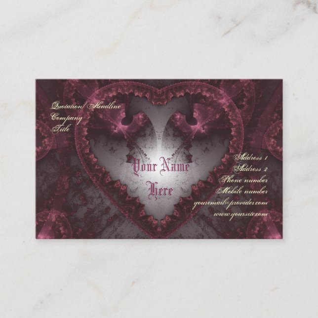 Lila Gothic Heart 001 Visitkort (Framsida)