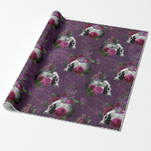 Lila Gothic Skull och Ro Wrapping Papper