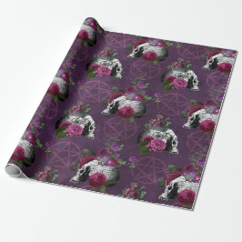 Lila Gothic Skull och Ro Wrapping Papper Presentpapper
