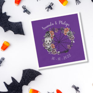 Lila Gothic Skull Ro Wand Halloween Bröllop Pappersservett