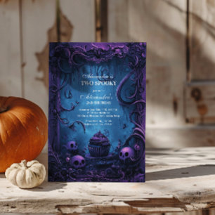 Lila Gothic Spooky 2:a födelsedagen Halloween Inbjudningar