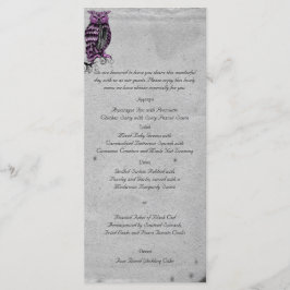 Lila Gothic Uggla Posh Bröllop Menu Meny