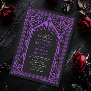 Lila Gothic Vampire Cathedral Bröllop Inbjudningar