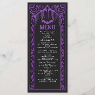 Lila Gothic Vampire Cathedral Bröllop Menu Meny