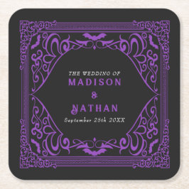 Lila Gothic Vampire Cathedral Bröllop Underlägg Papper Kvadrat