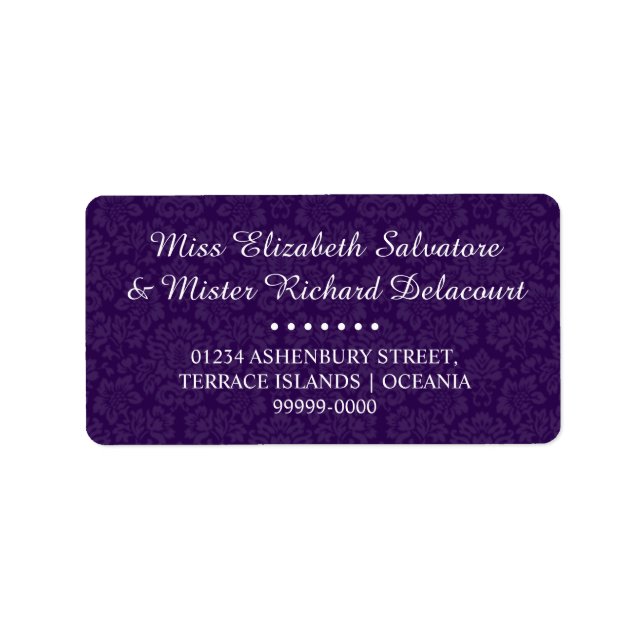 Lila Gothic Victorian Bröllop Adressetiketter (Framsidan)