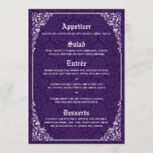 Lila Gothic Victorian Damask Wedding Menu