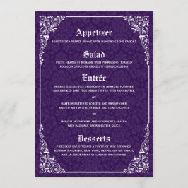 Lila Gothic Victorian Damask Wedding Menu Meny