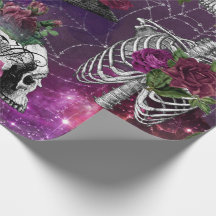 Lila Gothic Witch Skull och Ro Wrapping Papper