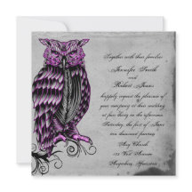 Lila gotiic Uggla Posh Wedding bjudande