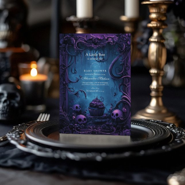 Lila gotisk fantasy Halloween-bebis shower Inbjudningar (Skapare uppladdad)