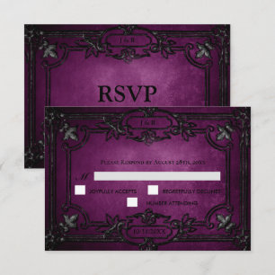 Lila gotisk Halloween bröllops RSVP-kort OSA Kort