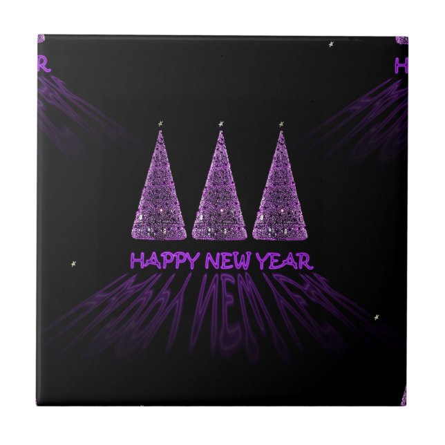 lila gott nytt år kakelplatta (Framsidan)