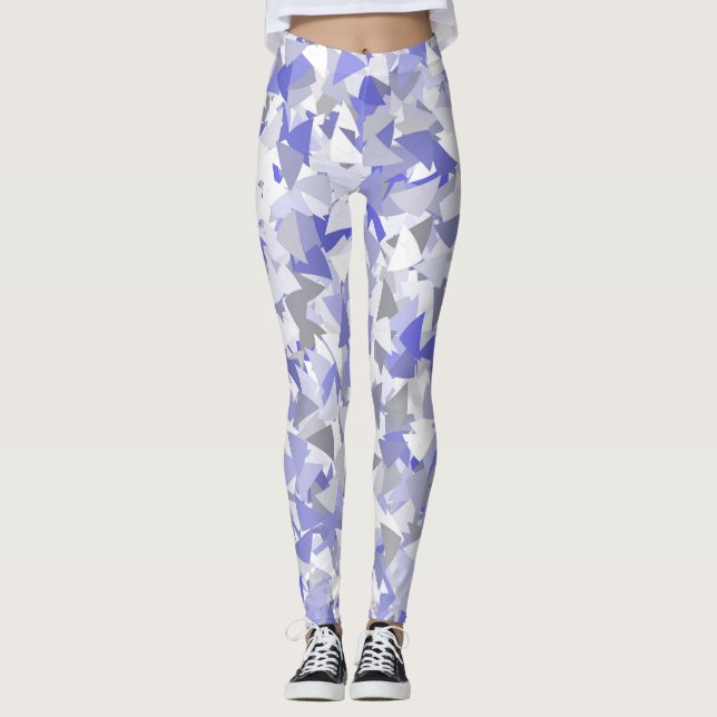Lila Grå Triangelmönster Leggings (Framsida)