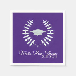 Lila Grad Cap & Löv Papper Napkins Pappersservett