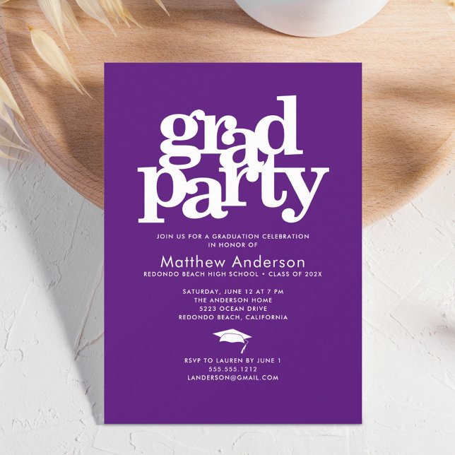 Lila grad party modern fet typografi enkel inbjudningar (Skapare uppladdad)