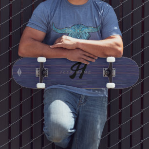 Lila Gradient Burst Monogram HAMbWG Skateboard