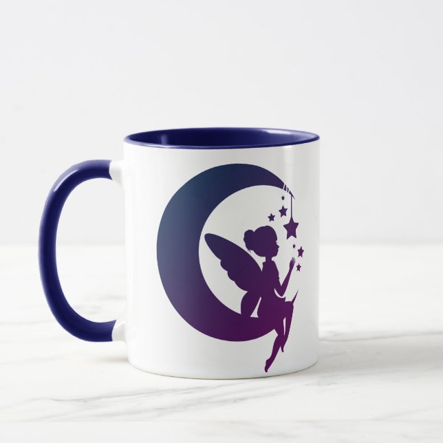 Lila Gradient Crescent Måne och Stars Fairy Mugg (Vänster)