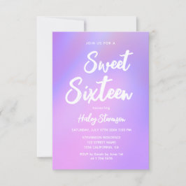 Lila Gradient Modern Trendig Söt 16-årsdag Inbjudningar
