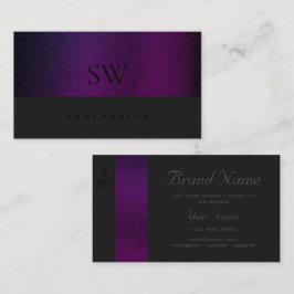 Lila Gradient Mönster Mörk Grått  med monogram Visitkort