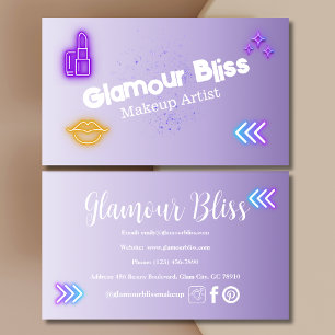Lila Gradient Neon Contemporary Makup Artist Visitkort