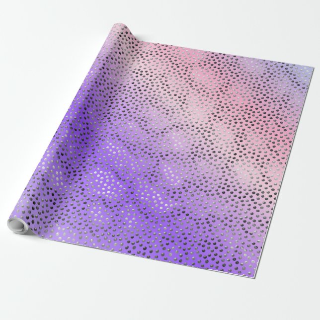 LILA GRADIENT POLKA DOTS TRENDIG MÖNSTER PRESENTPAPPER (Utrullad)