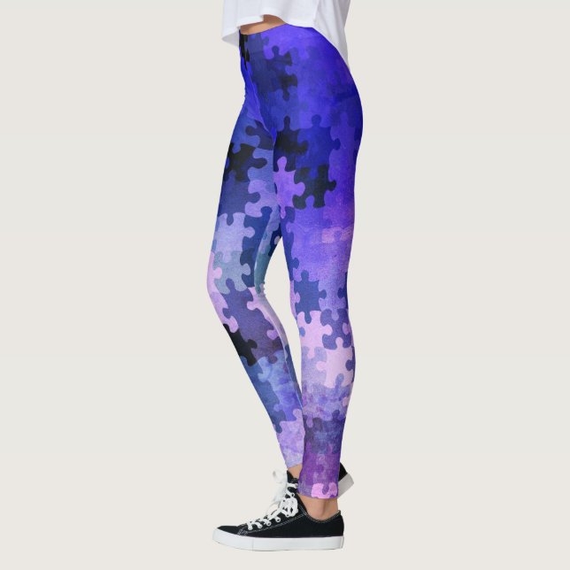 Lila Gradient Puzzle Delar Leggings (Vänster)