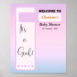 Lila Gradient Söt Ögonboll Baby Shower Välkommen Poster