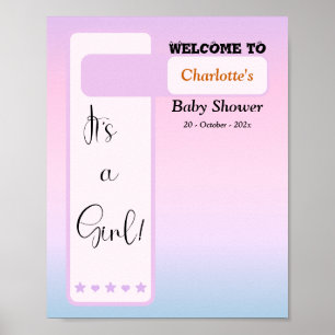 Lila Gradient Söt Ögonboll Baby Shower Välkommen Poster