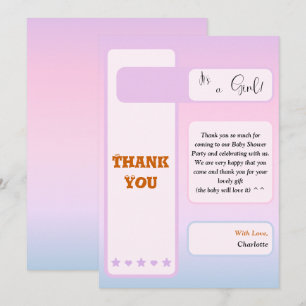 Lila Gradient Söt Ögonboll Text Baby Shower Tack Kort