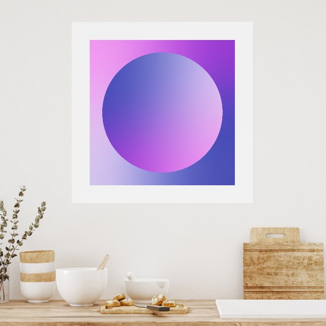 Lila Gradientcirkel Vignett Abstrakt Design Poster (Kök)