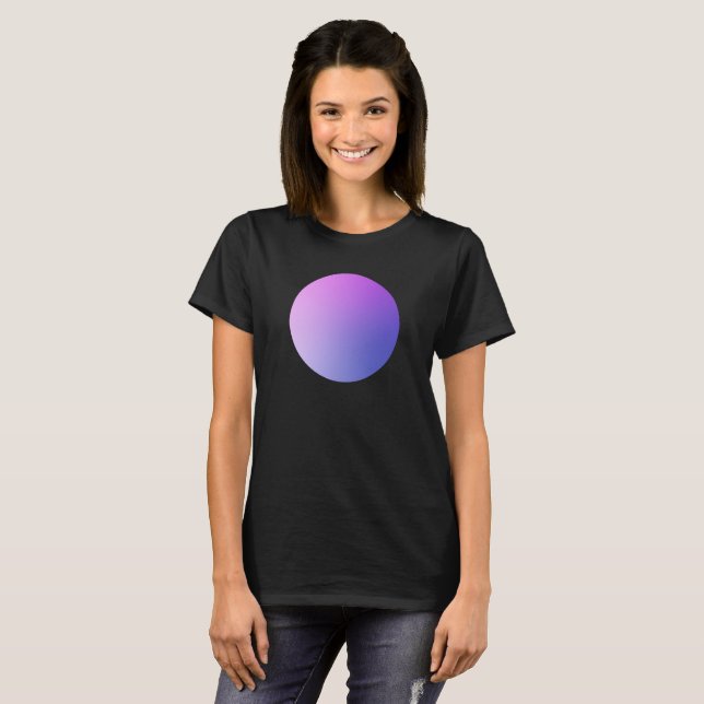 Lila Gradientcirkel Vignett Abstrakt Design T Shirt (Hel framsida)