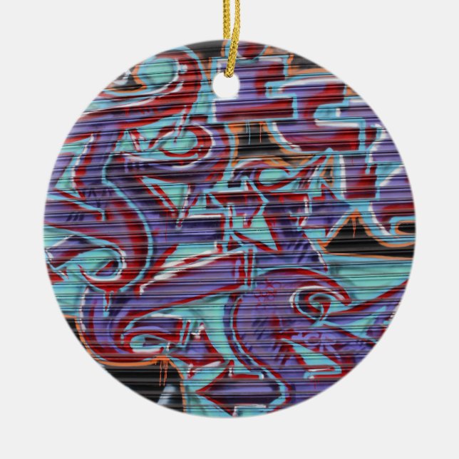 Lila Graffiti på Shutter Julgransprydnad Keramik (Framsidan)