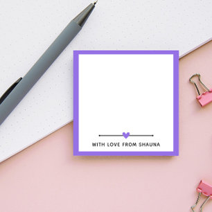 Lila Gräns & hjärta med Kärlek från från Post-it Block