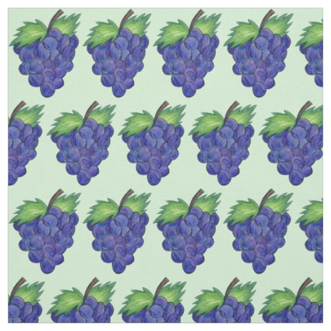 Lila Grape Grapevine Bunch Fruit Tyg (Provkarta)