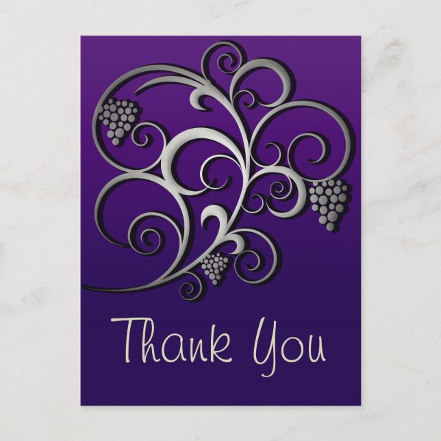 Lila Grapevine & Graps Retro Fine Art Vykort (Framsida)