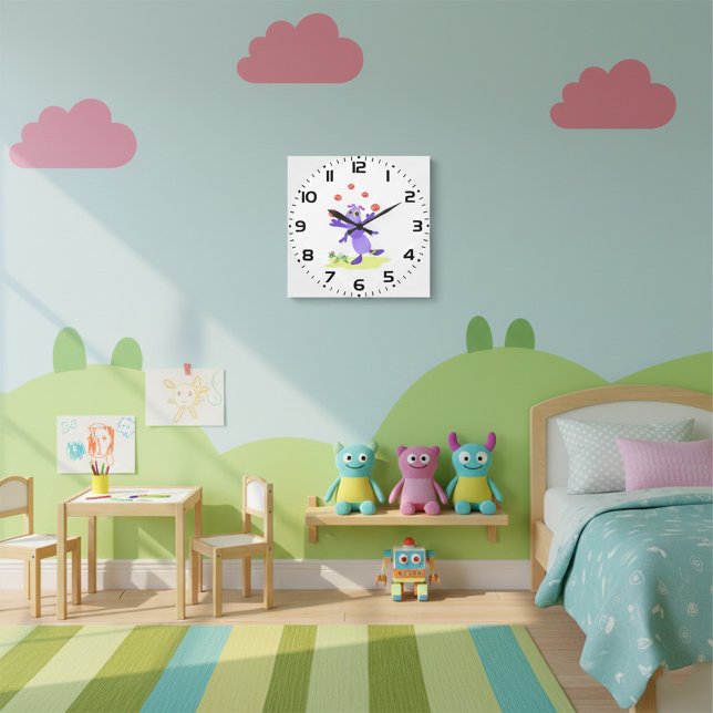 Lila Grashopper Juggling Roligt Creature Stor Klocka (Skapare uppladdad)