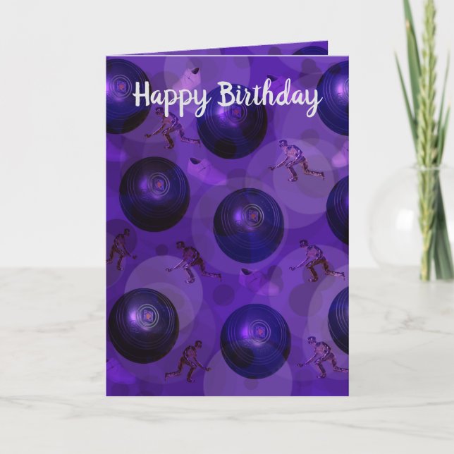 Lila Gräsmatta Bowls Inspired Birthday Card Kort (Framsida)
