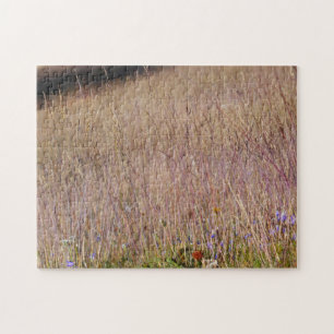 Lila Grass och Wildblommor Pussel