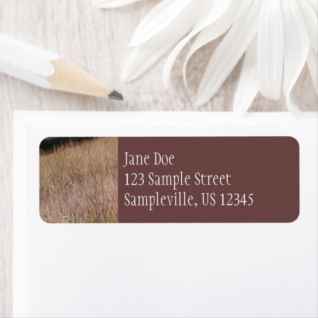 Lila Grass och Wildblommor Returadress Etikett (Insitu)