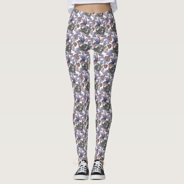Lila/Grått/Bronze Watercolor Leggings (Framsida)